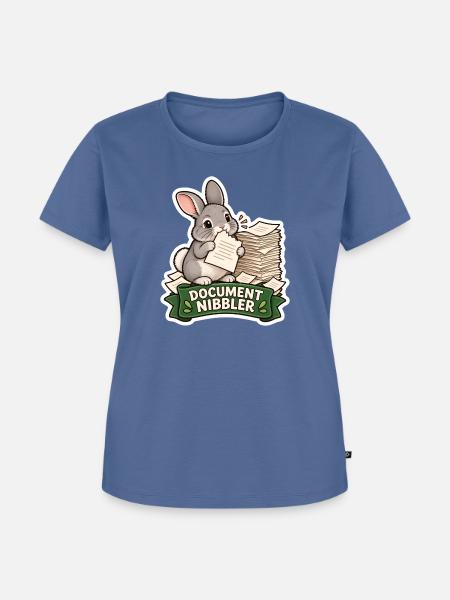Dokumentnager Häschen mit Papierstapeln - Frauen Premium Bio T-Shirt - Taubenblau