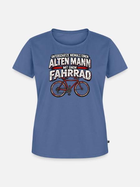 Alten Mann mit Fahrrad Warnung - Frauen Premium Bio T-Shirt - Taubenblau