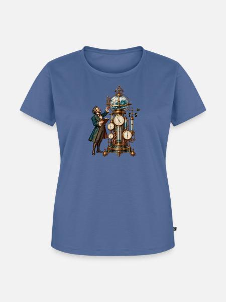 Steampunk-Erfinder mit Weltkugel-Uhr - Frauen Premium Bio T-Shirt - Taubenblau