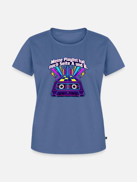 80er Musikfan Mixtape Kassette Nostalgie - Frauen Premium Bio T-Shirt - Taubenblau