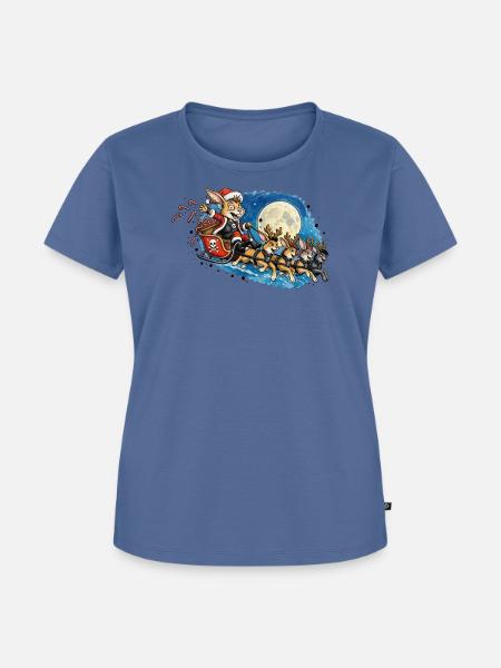 Punk-Mondnacht-Hasen-Schlittenzug - Frauen Premium Bio T-Shirt - Taubenblau