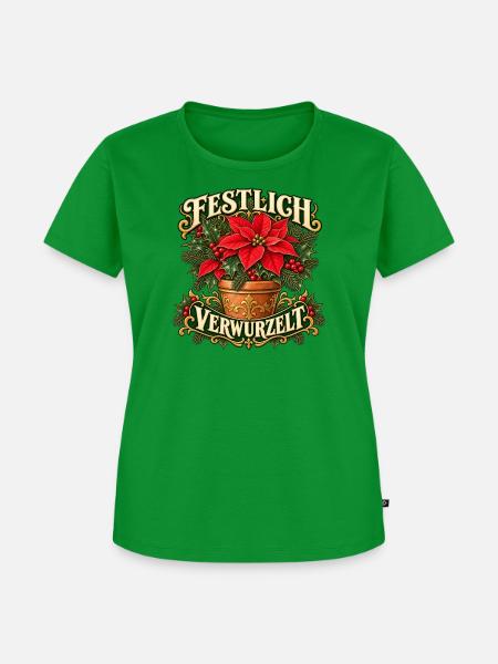 Festlich Verwurzelte Weihnachtsblume - Frauen Premium Bio T-Shirt - Grün