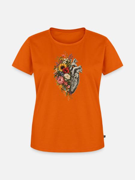 Blütenherz: Florales Anatomie-Design - Frauen Premium Bio T-Shirt - Orange