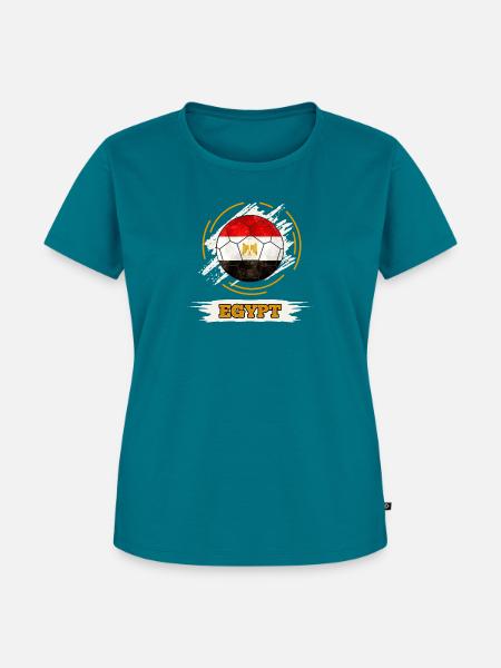 Egypt - Fußball mit Ägypten Flagge - Frauen Premium Bio T-Shirt - Petrol