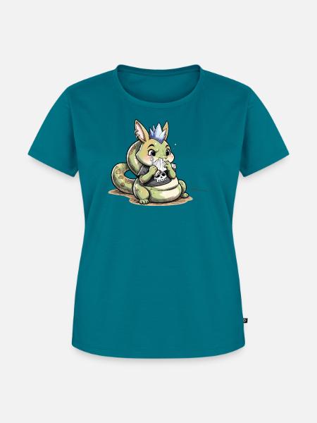 Bunny Punk Schlangen Mutant mit Schädelshirt - Frauen Premium Bio T-Shirt - Petrol