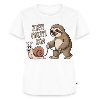 Zieh nicht so - Schnecke und Faultier - Frauen Premium Bio T-Shirt - Weiß - Vorne - AI Model Female 172 dark (172cm)