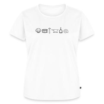Aufbau vom Ohr in Symbolen, Ohr Anatomie - Frauen Premium Bio T-Shirt - Weiß - Vorne - AI Model Female 172 dark (172cm)