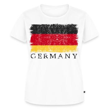 Deutschland Deutsche Flagge Deutschlandflagge - Frauen Premium Bio T-Shirt - Weiß - Vorne - AI Model Female 172 dark (172cm)
