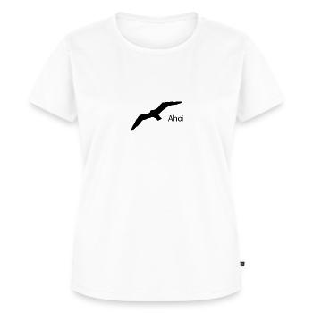 Möwe Ahoi – Maritimes Nordsee Küsten Motiv - Frauen Premium Bio T-Shirt - Weiß - Vorne - AI Model Female 172 dark (172cm)