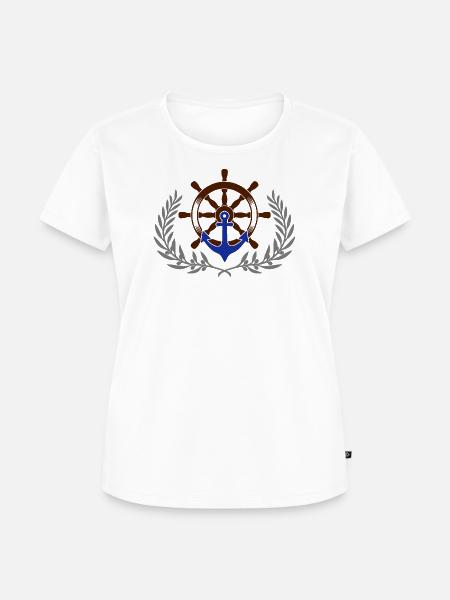 Anker Steuerrad Lorbeer - Frauen Premium Bio T-Shirt - Weiß