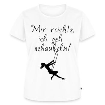 Mir reichts, ich geh schaukeln! - Frauen Premium Bio T-Shirt - Weiß - Vorne - AI Model Female 172 dark (172cm)