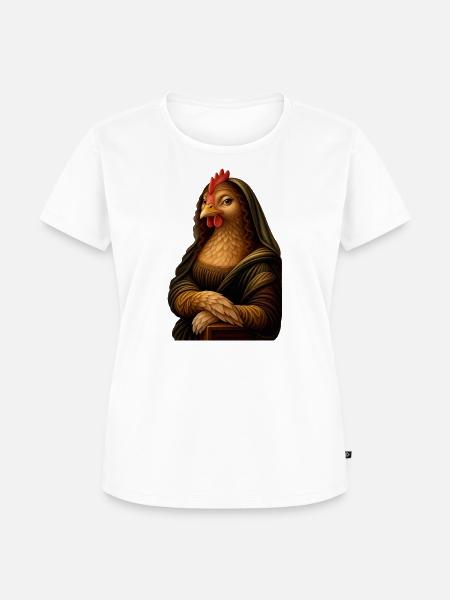 Mona Lisa als Huhn - Frauen Premium Bio T-Shirt - Weiß