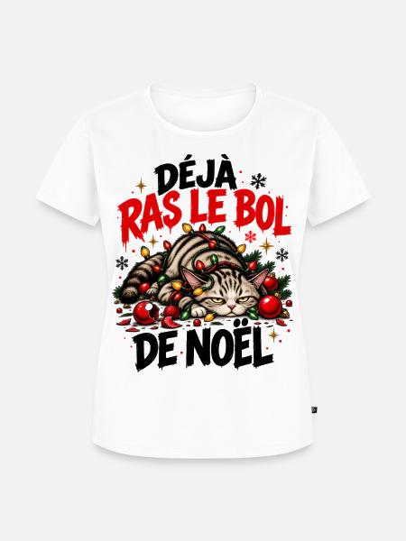 Blasé-Katzen-Weihnachten mit Girlanden - Frauen Premium Bio T-Shirt - Weiß