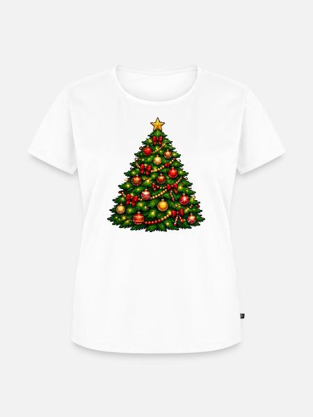 Glitzernder Weihnachtsbaum mit Ornamenten - Frauen Premium Bio T-Shirt - Weiß