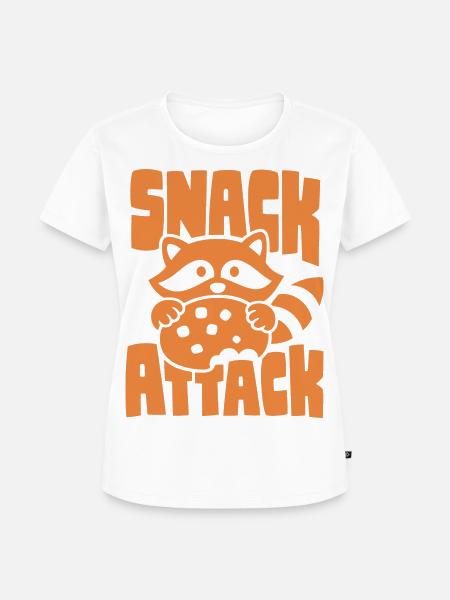 Waschbär mit Keks – Snack Attack - Frauen Premium Bio T-Shirt - Weiß