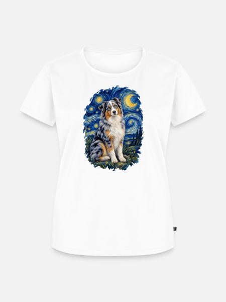 Australian Shepherd Sternennacht – Aussie Lover - Frauen Premium Bio T-Shirt - Weiß