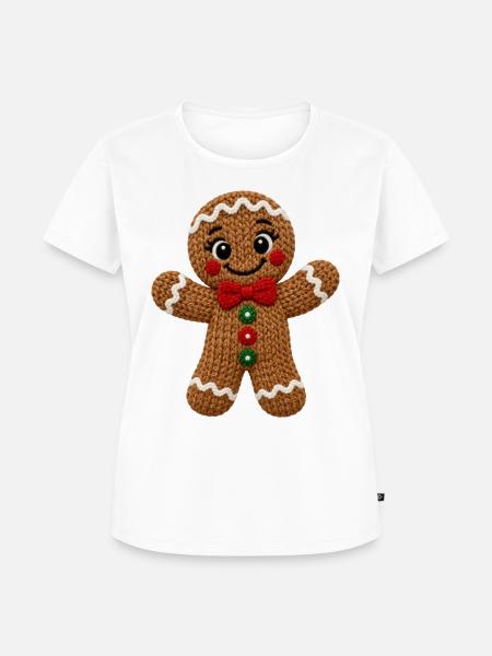 Lebkuchen Weihnachten Häkeloptik süßes Plätzchen - Frauen Premium Bio T-Shirt - Weiß