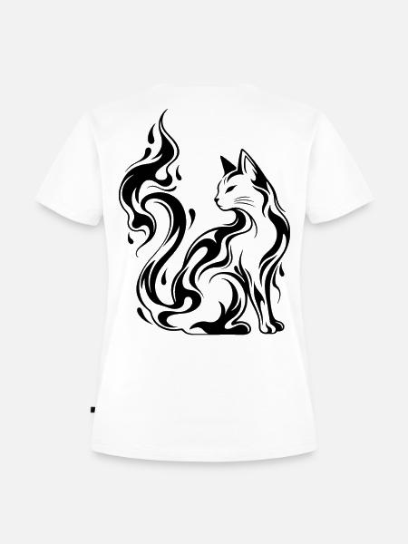 Mystic Flame Cat - Frauen Premium Bio T-Shirt - Weiß