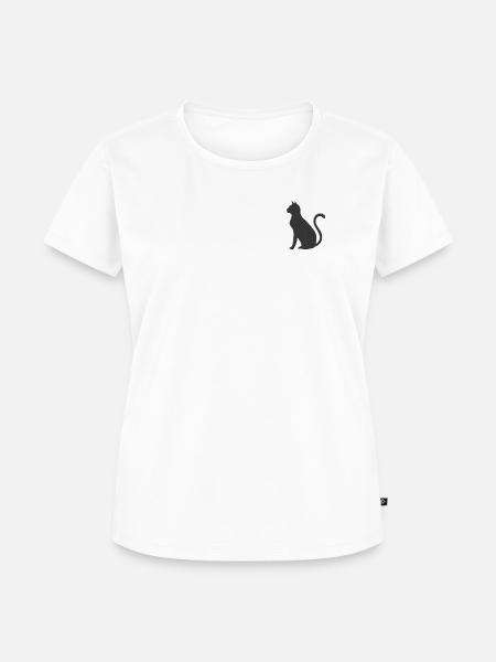 Schwarze Katze bestickt - Frauen Premium Bio T-Shirt - Weiß