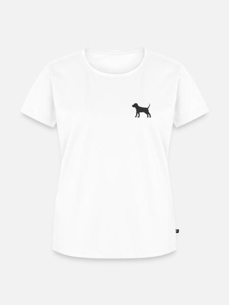 Hund bestickt - Frauen Premium Bio T-Shirt - Weiß