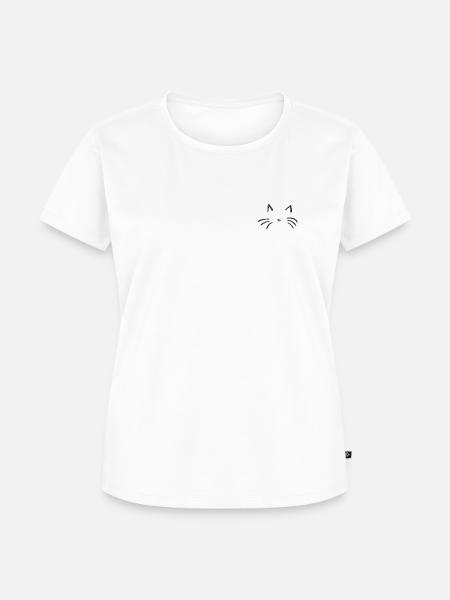 Katzengesicht bestickt - Frauen Premium Bio T-Shirt - Weiß