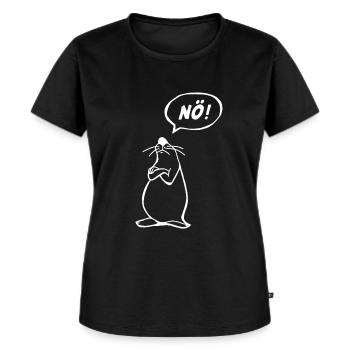 NÖ Maus - Frauen Premium Bio T-Shirt - Schwarz - Vorne - Selfina (174cm)