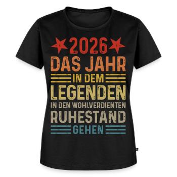 2026 Legende Ruhestand Rentner Pensionär Geschenk - Frauen Premium Bio T-Shirt - Schwarz - Vorne - Selfina (174cm)