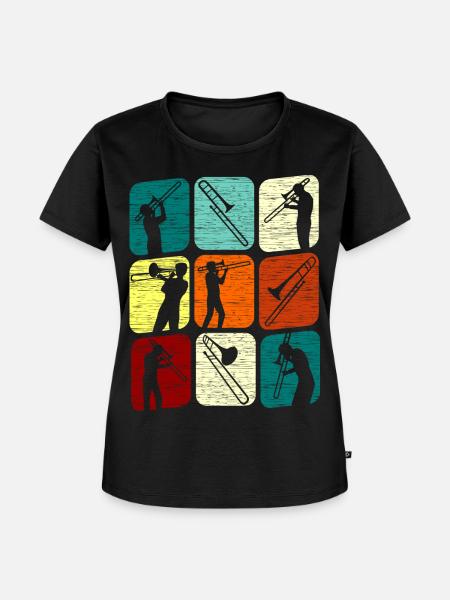 Posaunespieler Posaunist Posaune Retro - Frauen Premium Bio T-Shirt - Schwarz