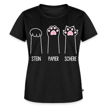 Katze Pfote Katzenpfoten Spiel Stein Papier Schere - Frauen Premium Bio T-Shirt - Schwarz - Vorne - Selfina (174cm)