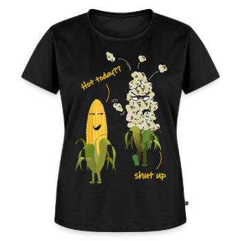 Mais Popcorn Heiß Wetter Sommer - Frauen Premium Bio T-Shirt - Schwarz - Vorne - Selfina (174cm)