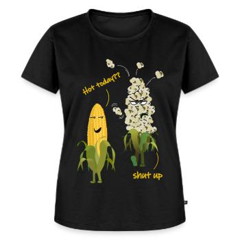 Mais Popcorn Heiß Wetter Sommer - Frauen Premium Bio T-Shirt - Schwarz - Vorne - Selfina (174cm)