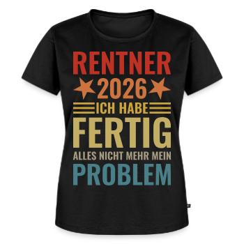 Rentner 2026 Ich habe fertig - Frauen Premium Bio T-Shirt - Schwarz - Vorne - Selfina (174cm)