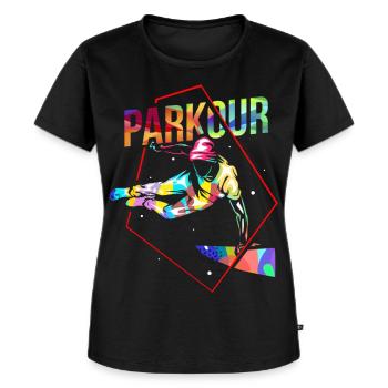 Beherzter Traceur Stadtparcours - Frauen Premium Bio T-Shirt - Schwarz - Vorne - Selfina (174cm)