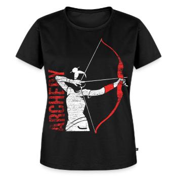 Spannender Bogenschütze Bogenparcours - Frauen Premium Bio T-Shirt - Schwarz - Vorne - Selfina (174cm)