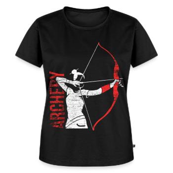 Spannender Bogenschütze Bogenparcours - Frauen Premium Bio T-Shirt - Schwarz - Vorne - Selfina (174cm)