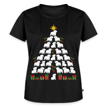 Weihnachtsbaum Bolonka Zwetna Weihnachten - Frauen Premium Bio T-Shirt - Schwarz - Vorne - Selfina (174cm)