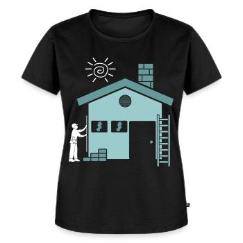 Hausbauer Häuslebauer Haus Bauen - Frauen Premium Bio T-Shirt - Schwarz - Vorne - Selfina (174cm)