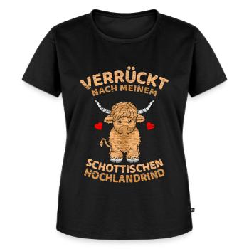 Schottisches Hochlandrind Spruch Lustig Rind Kuh - Frauen Premium Bio T-Shirt - Schwarz - Vorne - Selfina (174cm)