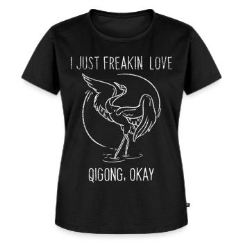 Achtsamer Qigong Morgenroutine - Frauen Premium Bio T-Shirt - Schwarz - Vorne - Selfina (174cm)