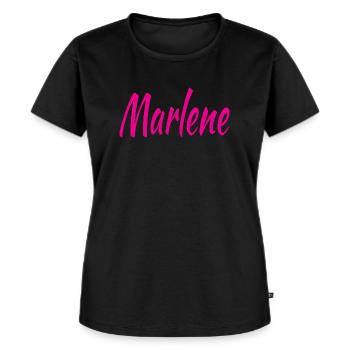 Marlene Pink Script - Frauen Premium Bio T-Shirt - Schwarz - Vorne - Selfina (174cm)