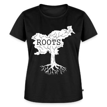 Slovenia Roots Slovene Slovenien Slovenier - Frauen Premium Bio T-Shirt - Schwarz - Vorne - Selfina (174cm)