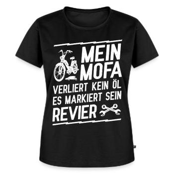Mofa Moped Mofafahrer Mopedfahrer Mokick - Frauen Premium Bio T-Shirt - Schwarz - Vorne - Selfina (174cm)