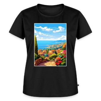 Cote D Azur Frankreich Vintage Reiseposter Souvenir - Frauen Premium Bio T-Shirt - Schwarz - Vorne - Selfina (174cm)