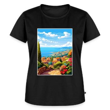 Cote D Azur Frankreich Vintage Reiseposter Souvenir - Frauen Premium Bio T-Shirt - Schwarz - Vorne - Selfina (174cm)