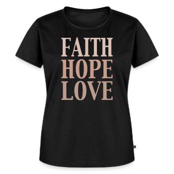 glaube liebe hoffnung - Frauen Premium Bio T-Shirt - Schwarz - Vorne - Selfina (174cm)
