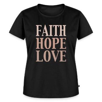 glaube liebe hoffnung - Frauen Premium Bio T-Shirt - Schwarz - Vorne - Selfina (174cm)