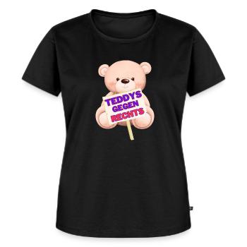 Teddys gegen Rechts! - Frauen Premium Bio T-Shirt - Schwarz - Vorne - Selfina (174cm)