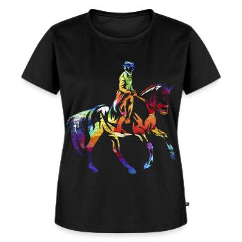 Anmutige Dressurreiterin Viereck - Frauen Premium Bio T-Shirt - Schwarz - Vorne - Selfina (174cm)