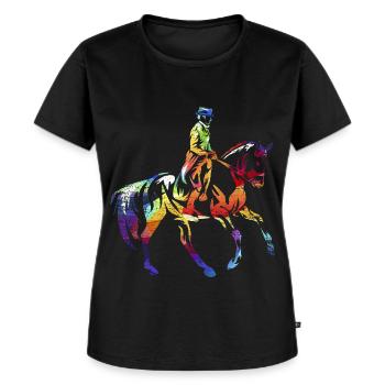 Anmutige Dressurreiterin Viereck - Frauen Premium Bio T-Shirt - Schwarz - Vorne - Selfina (174cm)