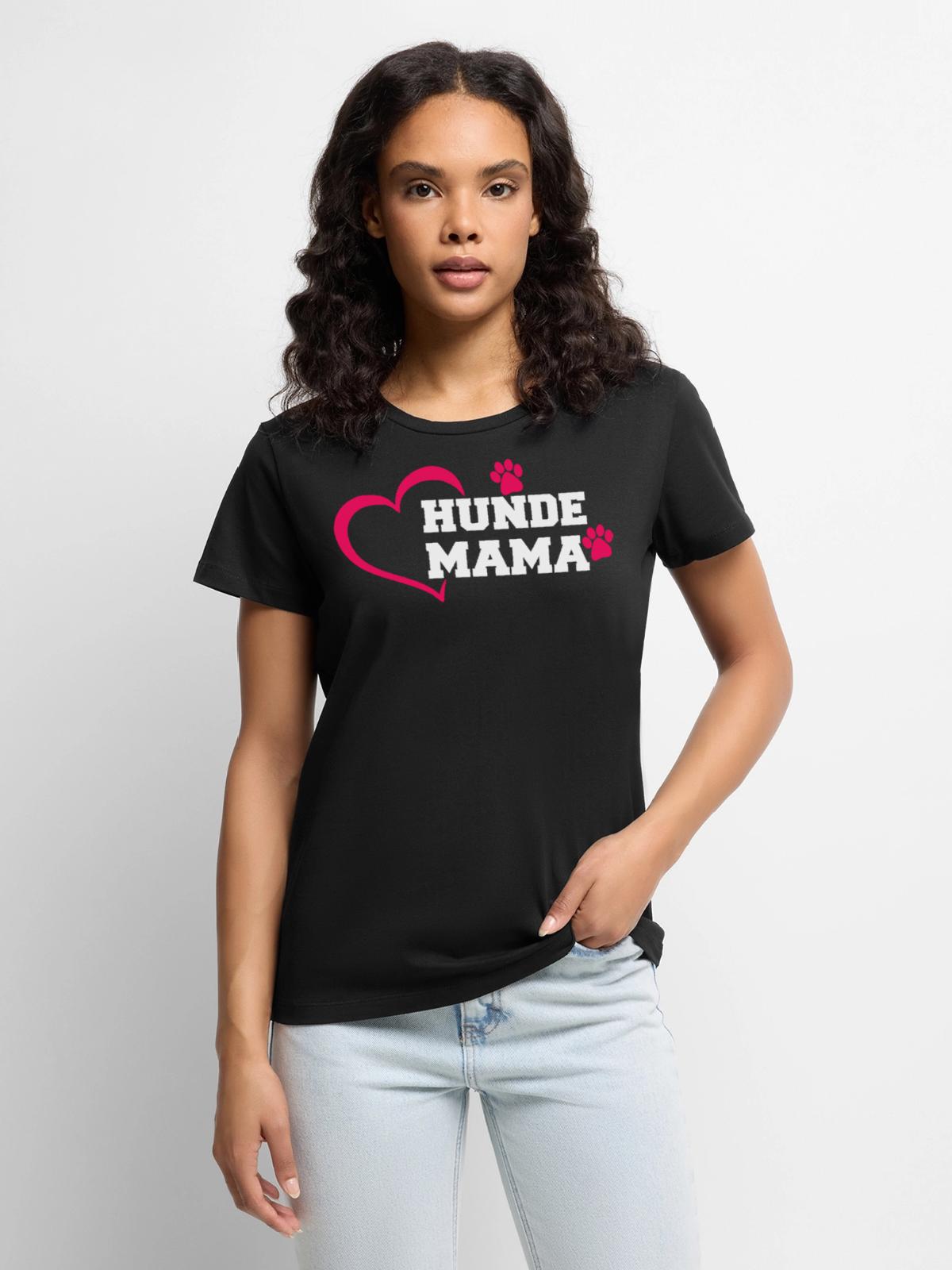 Hunde Mama - Frauen Premium Bio T-Shirt - Schwarz - Vorne - Selfina (174cm)